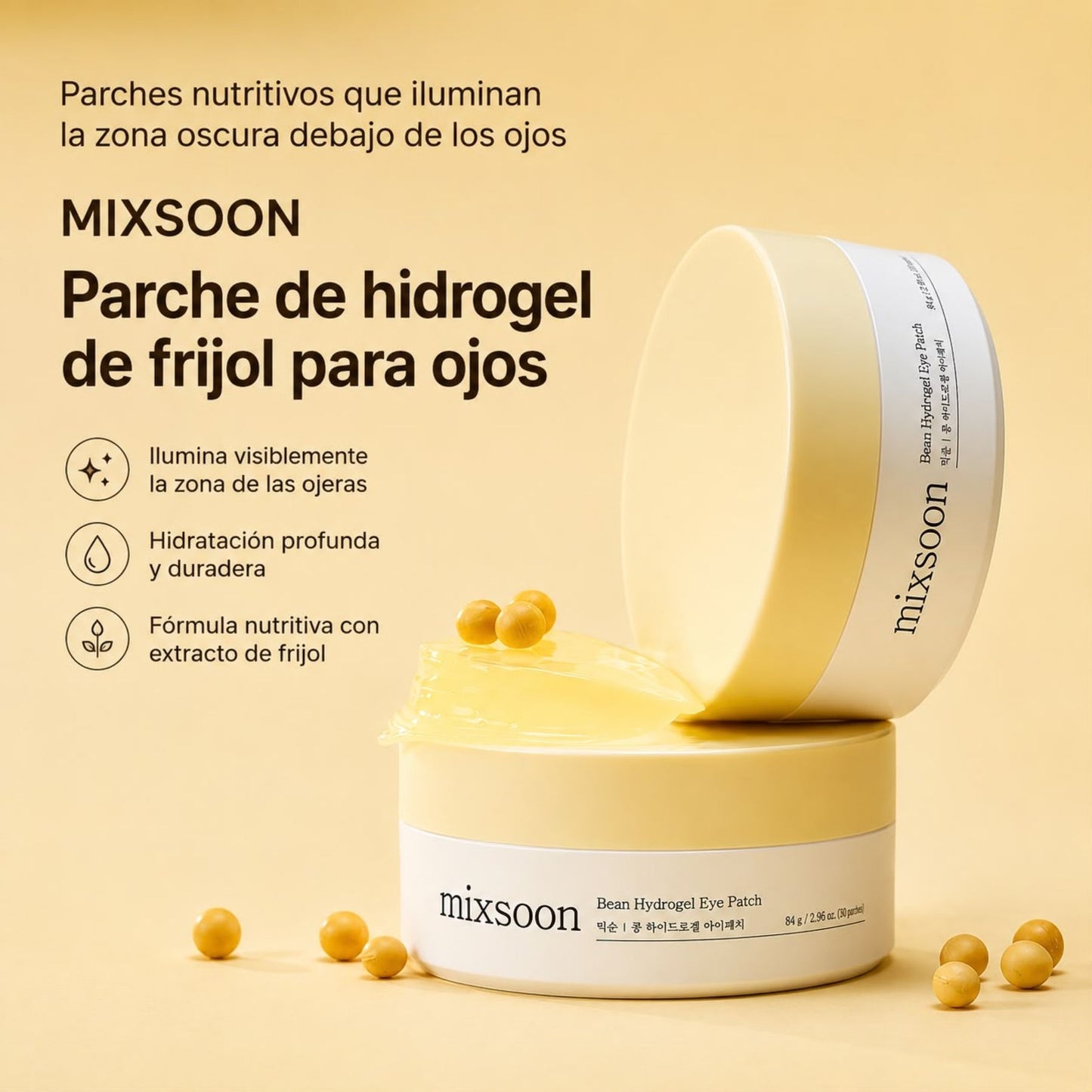 Mixsoon Bean Hydrogel Eye Patch – Parches Hidrogel para Ojos Hidratantes e Iluminadores