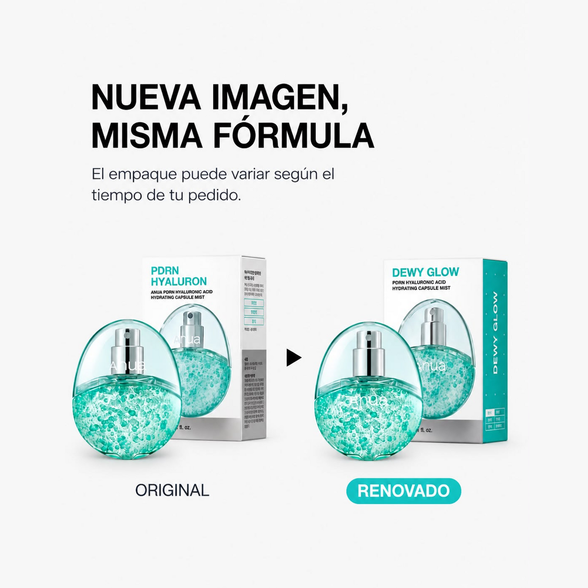 Bruma Hidratante Anua PDRN Hyaluronic Acid Hydrating Capsule Mist - Explosión de Hidratación y Brillo Instantáneo