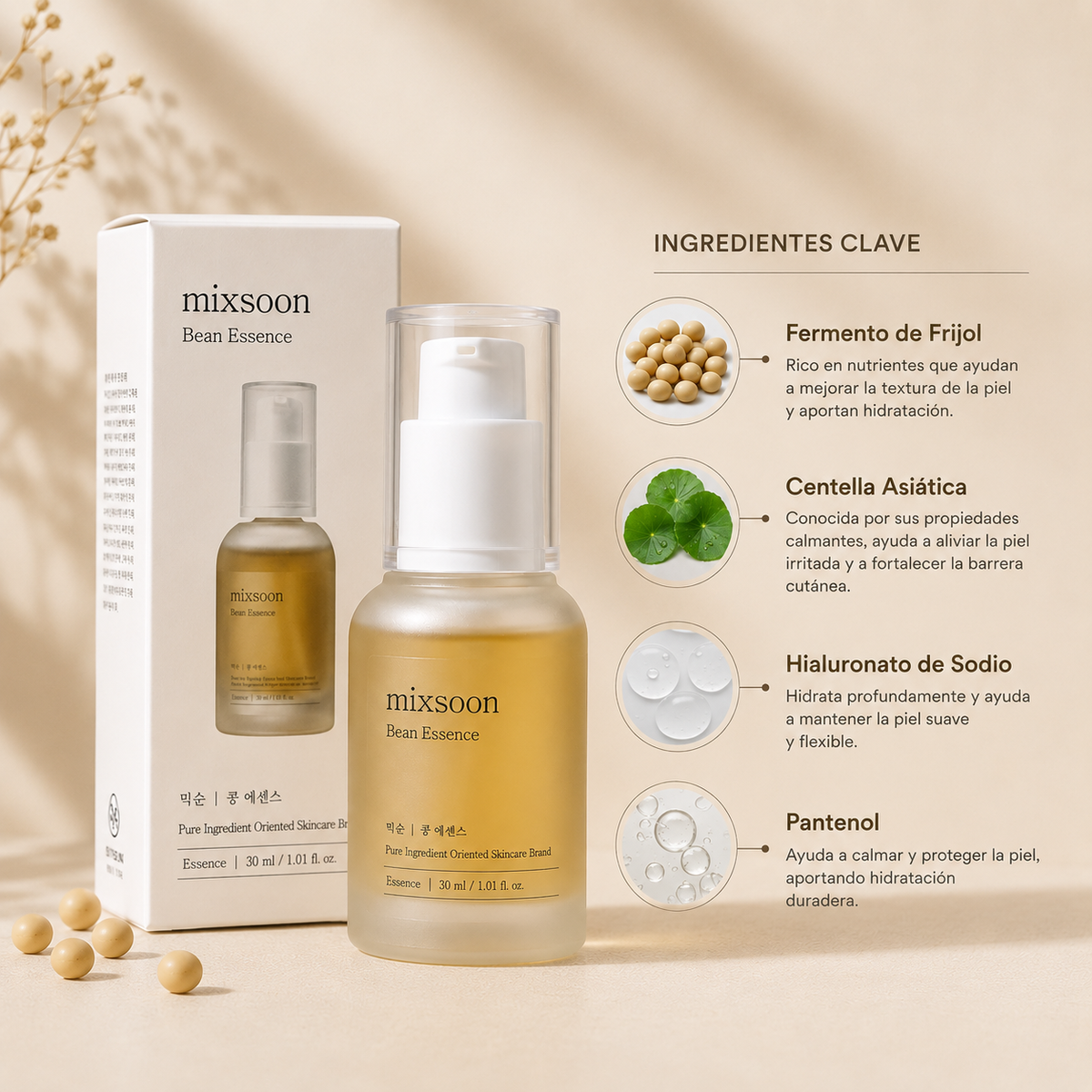 Mixsoon Bean Essence 30 ml | Esencia Hidratante & Alisadora