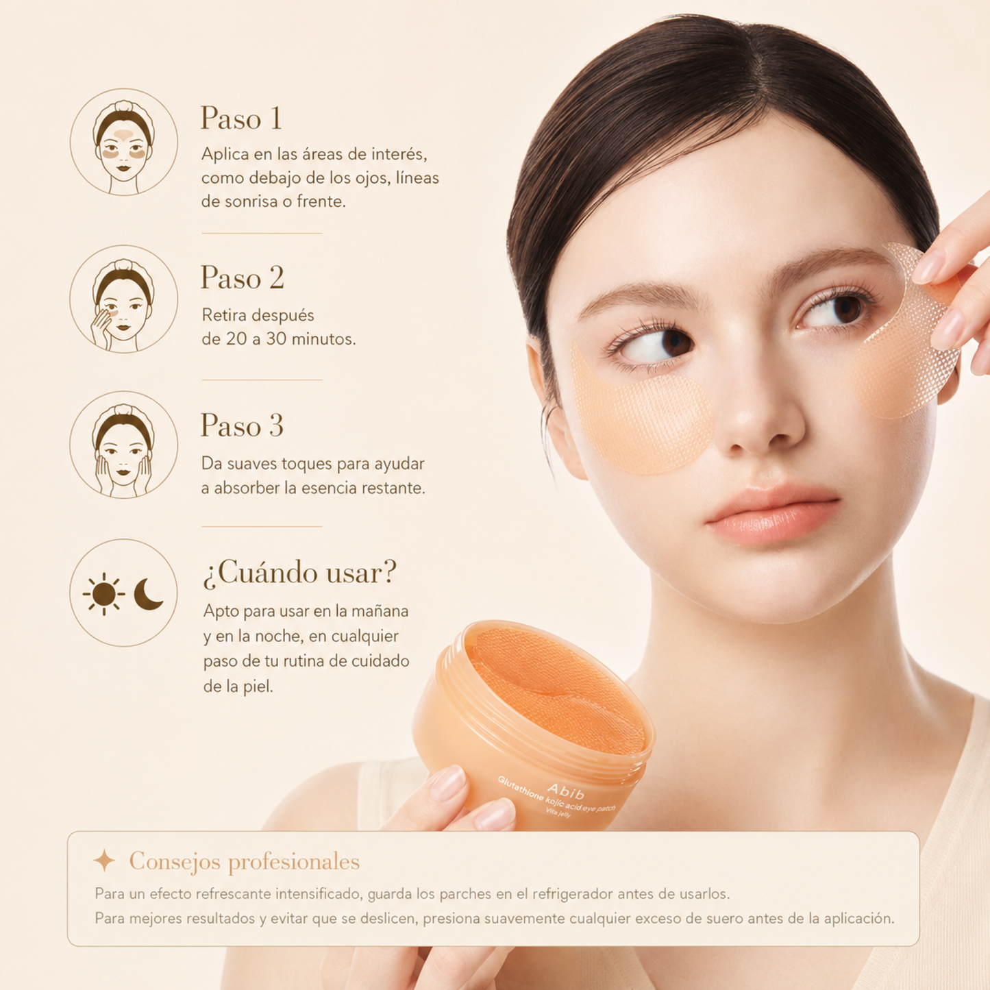 Abib Glutathione Niacinamide Eye Patch Jericho Rose Jelly | Parches Hidrogel Iluminadores e Hidratantes