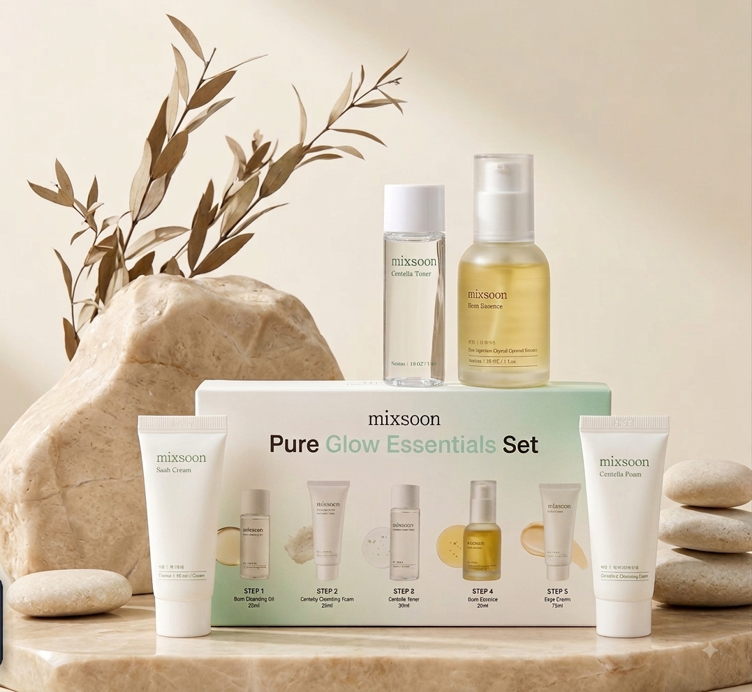 Mixsoon Pure Glow Essentials Set – Rutina Coreana Completa de 5 Pasos